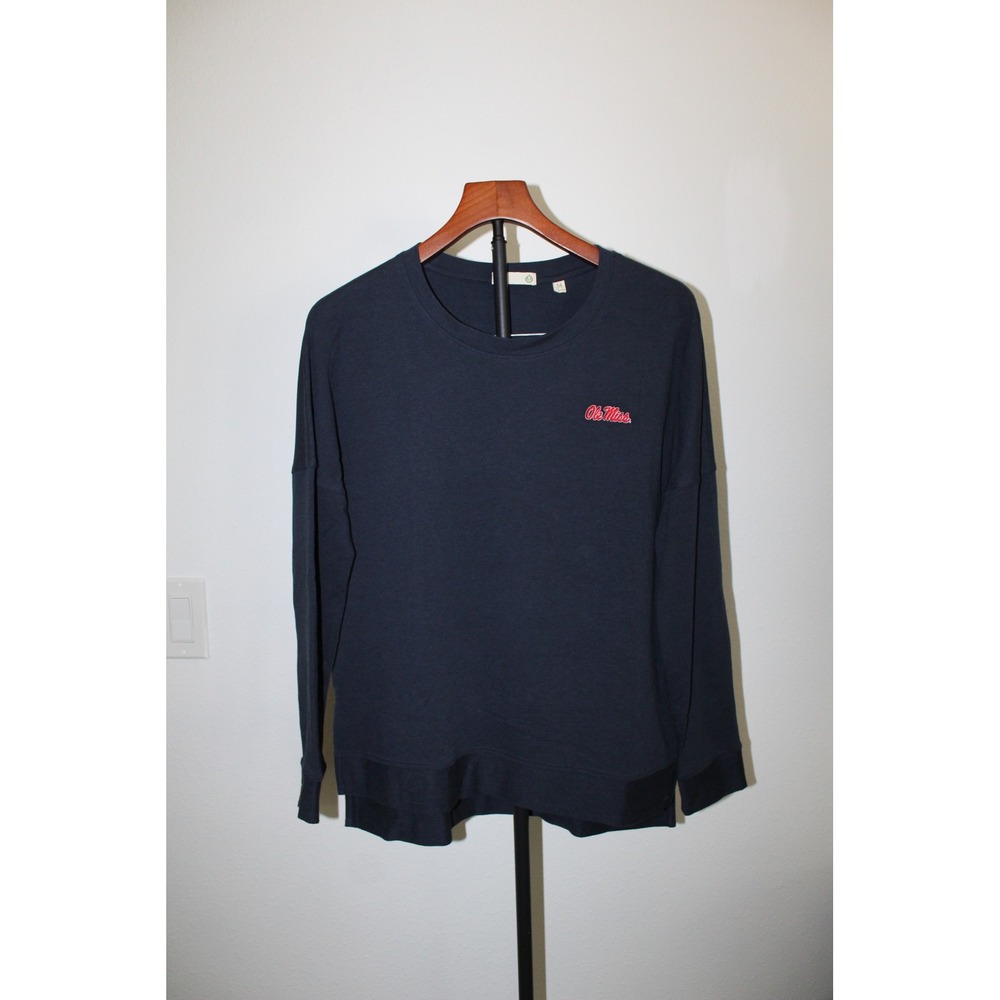 Tasc Performance Ole Miss Rebels Navy Blue Bamboo Blend Shirt Boxy Womens Medium